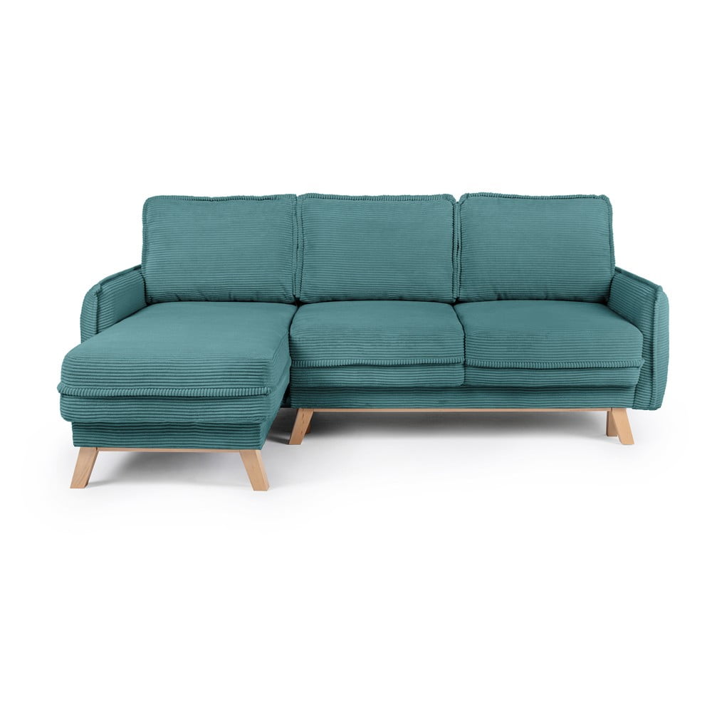 Colțar turcoaz extensibil cu tapițerie din catifea reiată (cu colț variabil) Tori – Bonami Selection Colțar turcoaz extensibil cu tapițerie din catifea reiată (cu colț variabil) Tori – Bonami Selection