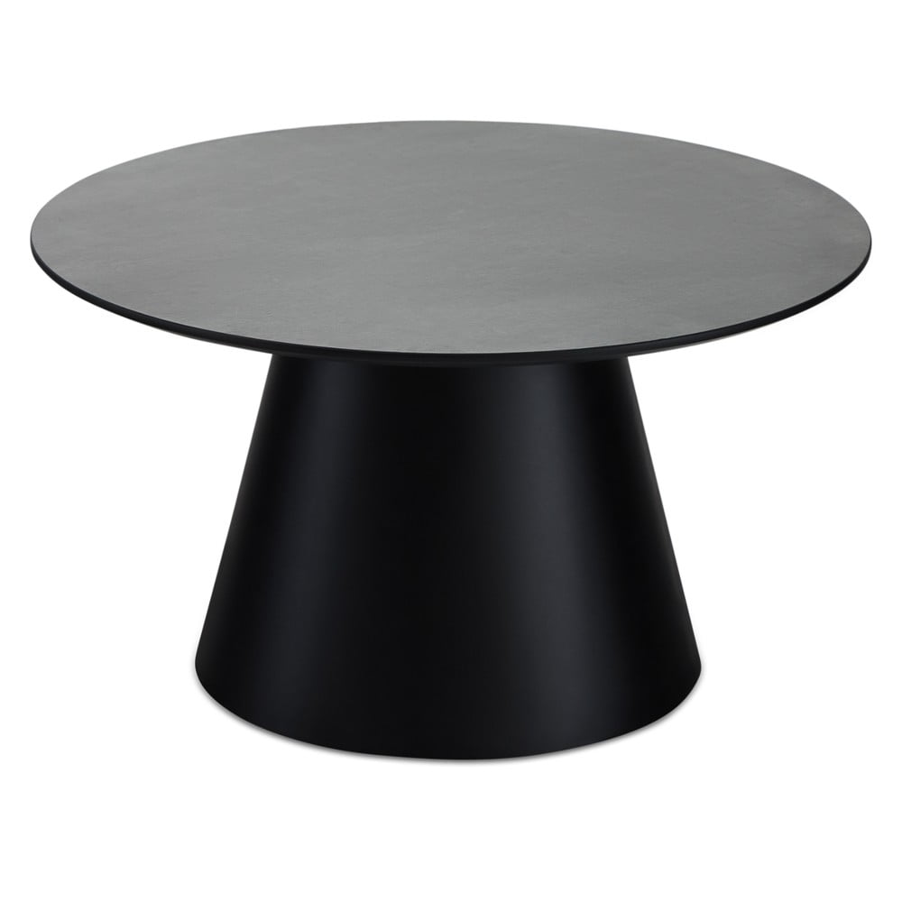 Măsuță de cafea neagră/gri închis cu blat cu aspect de marmură ø 80 cm Tango – Furnhouse Măsuță de cafea neagră/gri închis cu blat cu aspect de marmură ø 80 cm Tango – Furnhouse