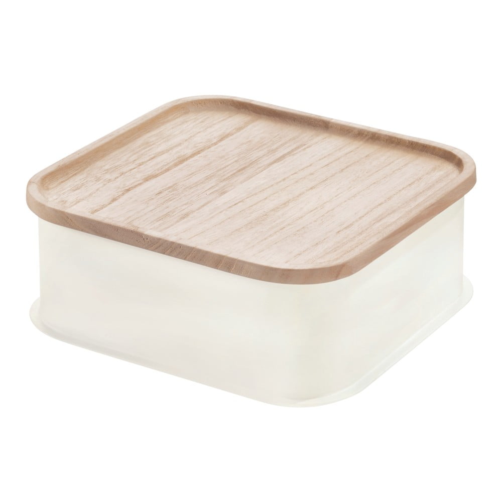 Cutie depozitare cu capac din lemn paulownia iDesign Eco, 21,3 x 21,3 cm, alb Cutie depozitare cu capac din lemn paulownia iDesign Eco, 21,3 x 21,3 cm, alb