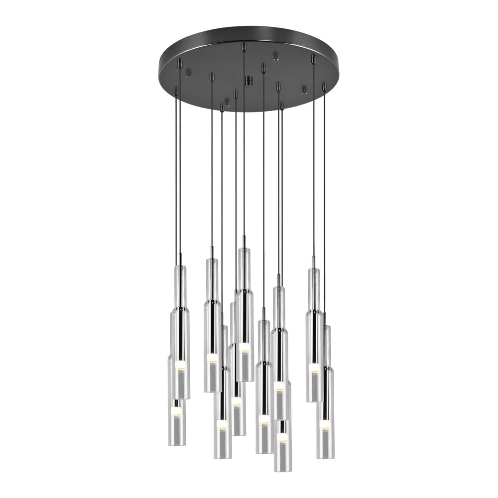 Lustră negru-argintiu LED cu abajur din sticlă ø 50 cm Lucent – Trio Select Lustră negru-argintiu LED cu abajur din sticlă ø 50 cm Lucent – Trio Select