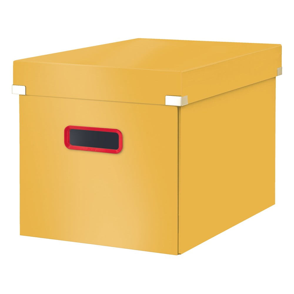 Cutie de depozitare galbenă din carton cu capac 32x36x31 cm Click&Store – Leitz Cutie de depozitare galbenă din carton cu capac 32x36x31 cm Click&Store – Leitz