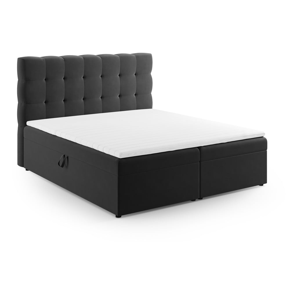 Pat boxspring gri antracit cu spațiu de depozitare 180x200 cm Bali – Cosmopolitan Design Pat boxspring gri antracit cu spațiu de depozitare 180x200 cm Bali – Cosmopolitan Design