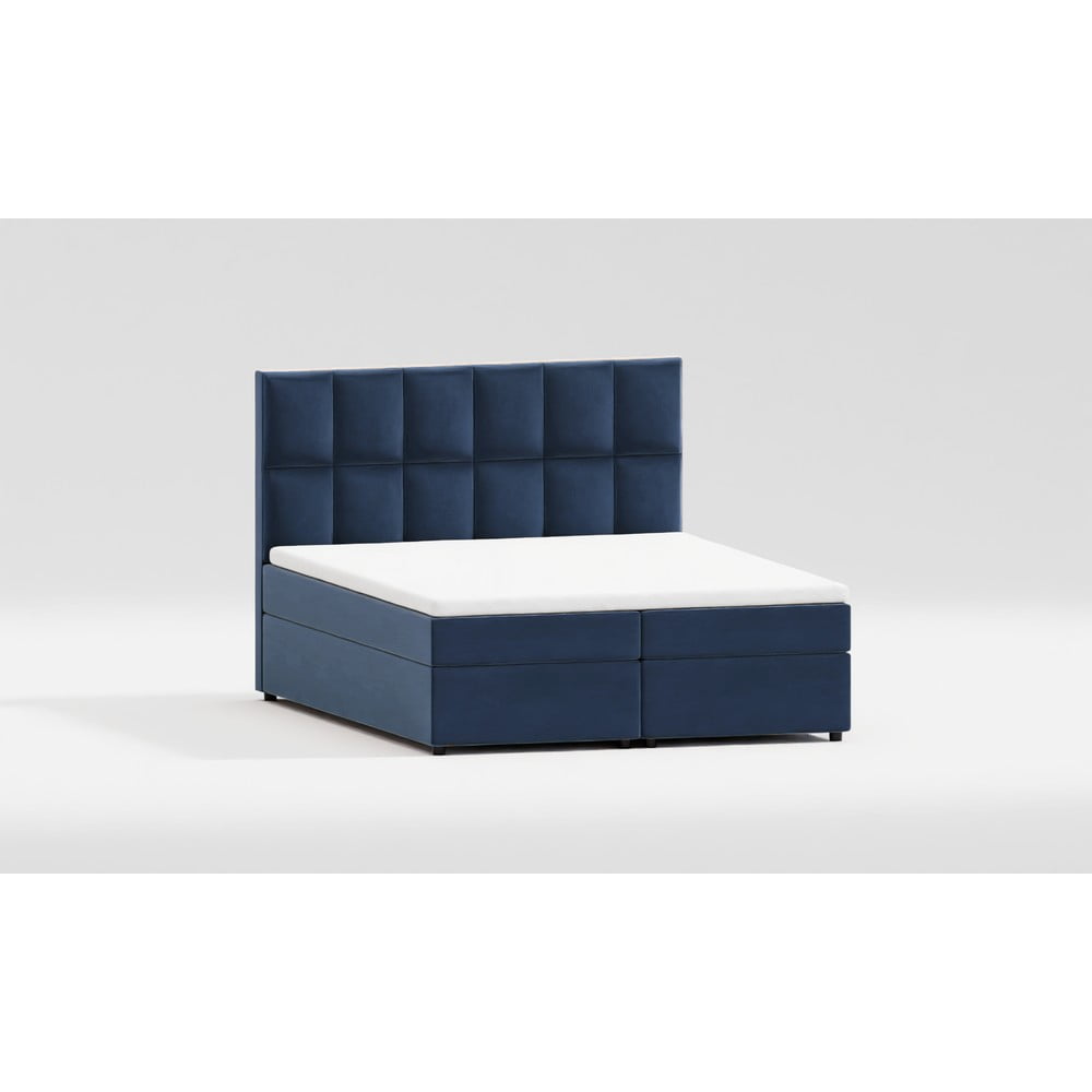 Pat matrimonial albastru închis tapițat cu spațiu de depozitare 180x200 cm Flip – Ropez Pat matrimonial albastru închis tapițat cu spațiu de depozitare 180x200 cm Flip – Ropez