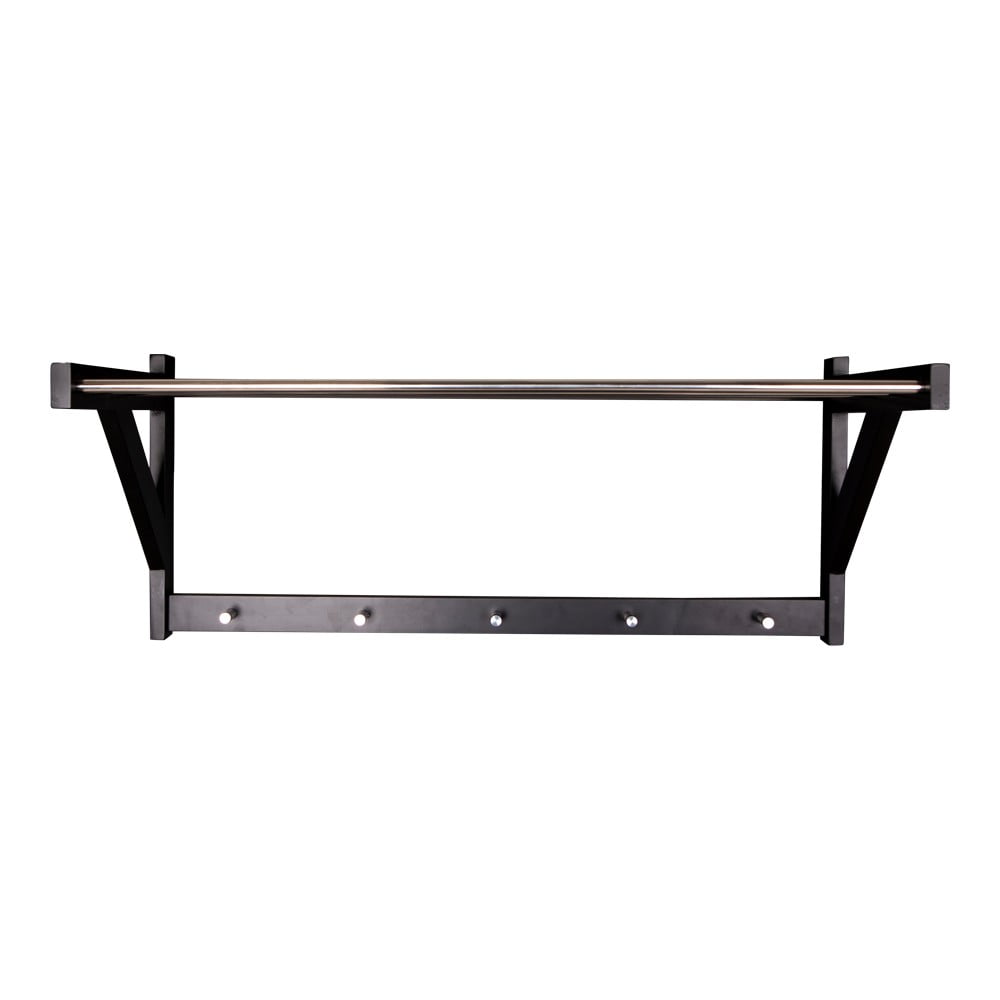 Cuier de perete negru din lemn de plop cu raft Padova - House Nordic Cuier de perete negru din lemn de plop cu raft Padova - House Nordic