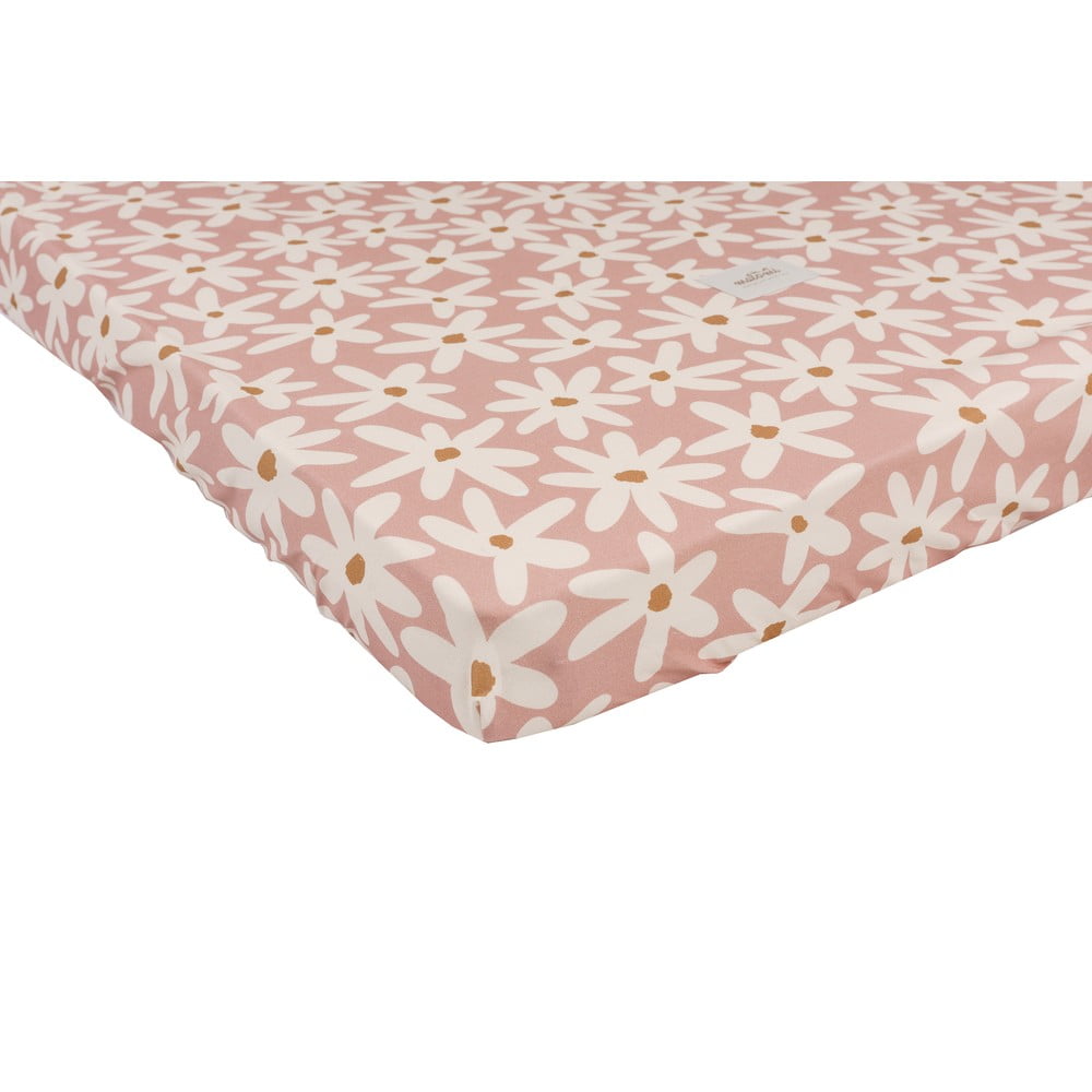 Cearceaf pentru copii din bumbac pentru pătuț cu elastic 80x160 cm Blush Daisies – Malomi Kids Cearceaf pentru copii din bumbac pentru pătuț cu elastic 80x160 cm Blush Daisies – Malomi Kids