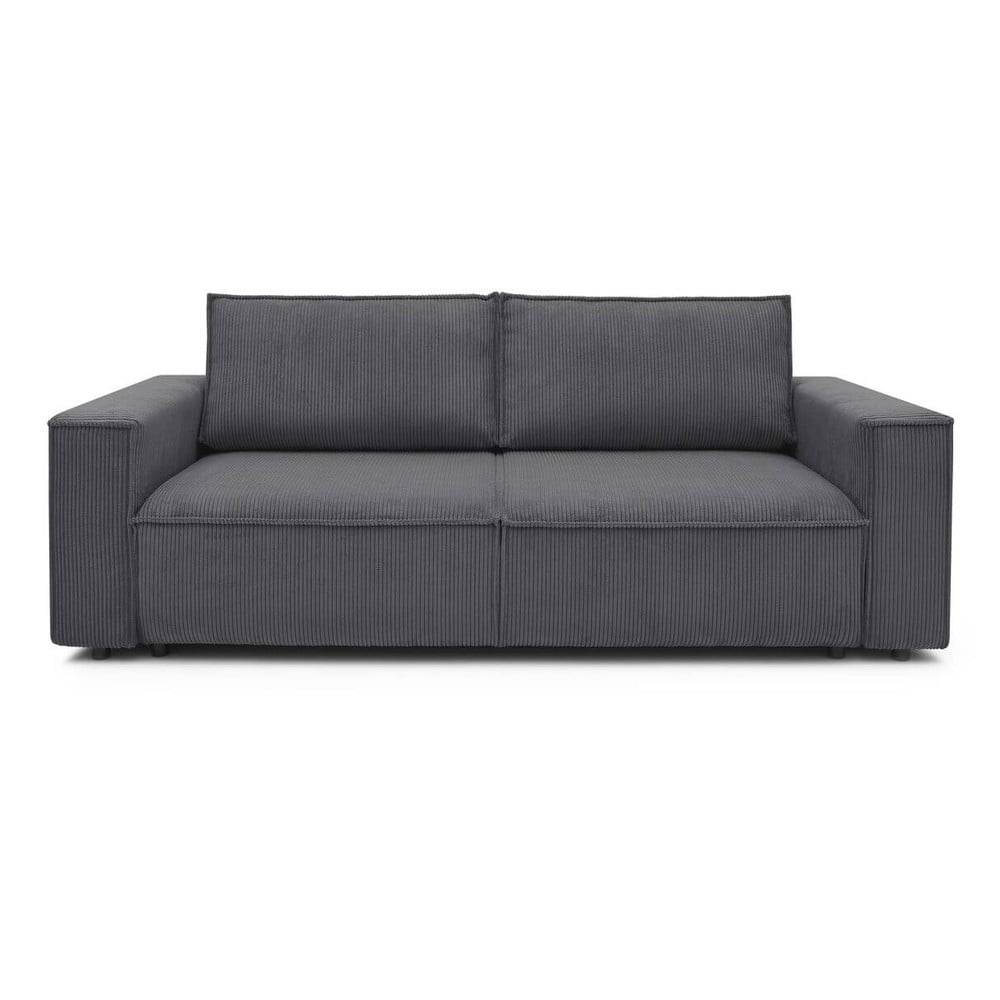 Canapea gri închis extensibilă cu tapițerie din catifea reiată 245 cm Nihad – Bobochic Paris Canapea gri închis extensibilă cu tapițerie din catifea reiată 245 cm Nihad – Bobochic Paris