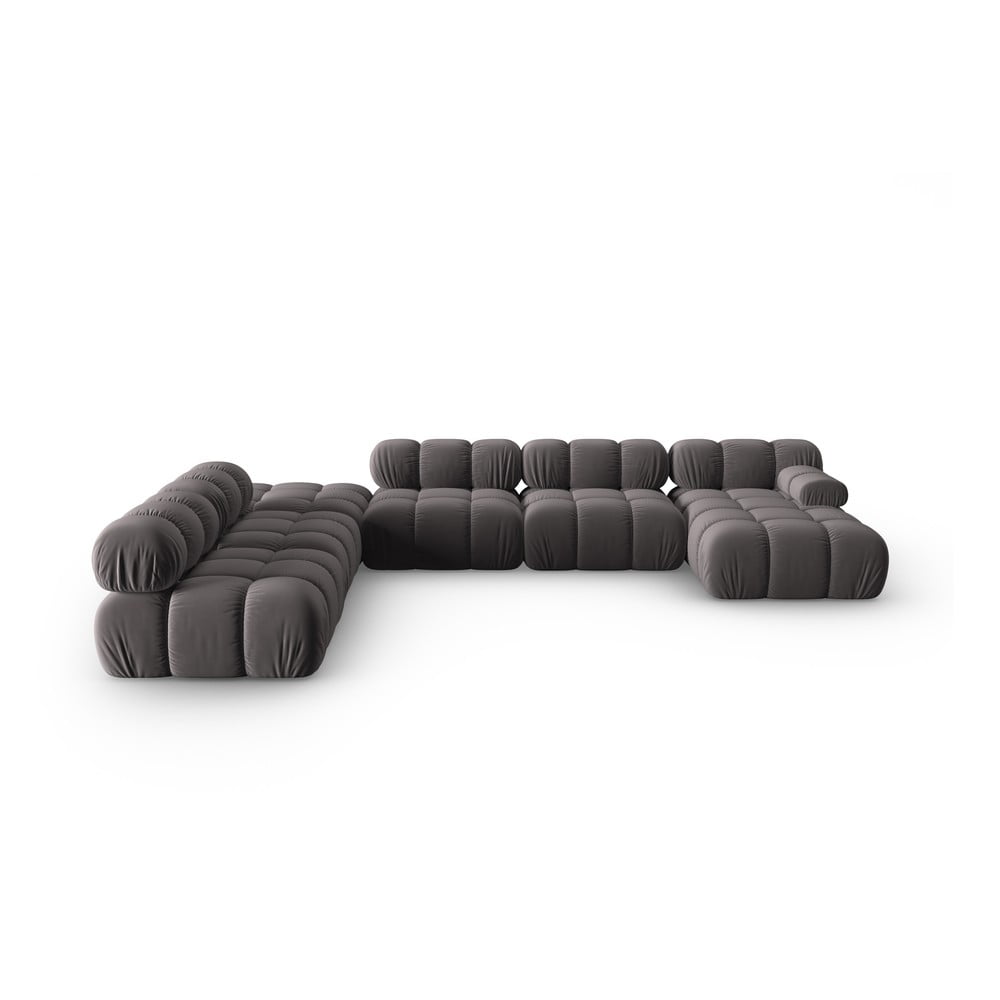 Canapea gri închis cu tapițerie din catifea 379 cm Bellis – Micadoni Home Canapea gri închis cu tapițerie din catifea 379 cm Bellis – Micadoni Home