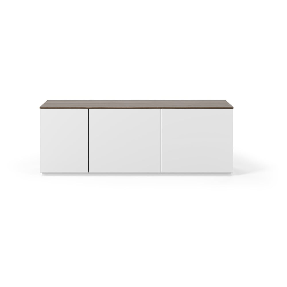 Comodă albă cu uși și blat cu aspect de lemn de nuc TemaHome Join, 160x57 cm Comodă albă cu uși și blat cu aspect de lemn de nuc TemaHome Join, 160x57 cm