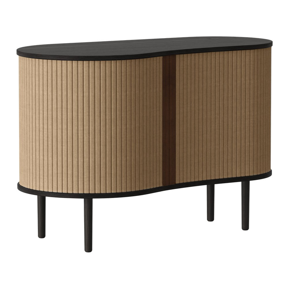 Comodă maro/maro deschis joasă cu aspect de lemn de stejar cu ușă glisantă 100x67 cm Audacious – UMAGE Comodă maro/maro deschis joasă cu aspect de lemn de stejar cu ușă glisantă 100x67 cm Audacious – UMAGE
