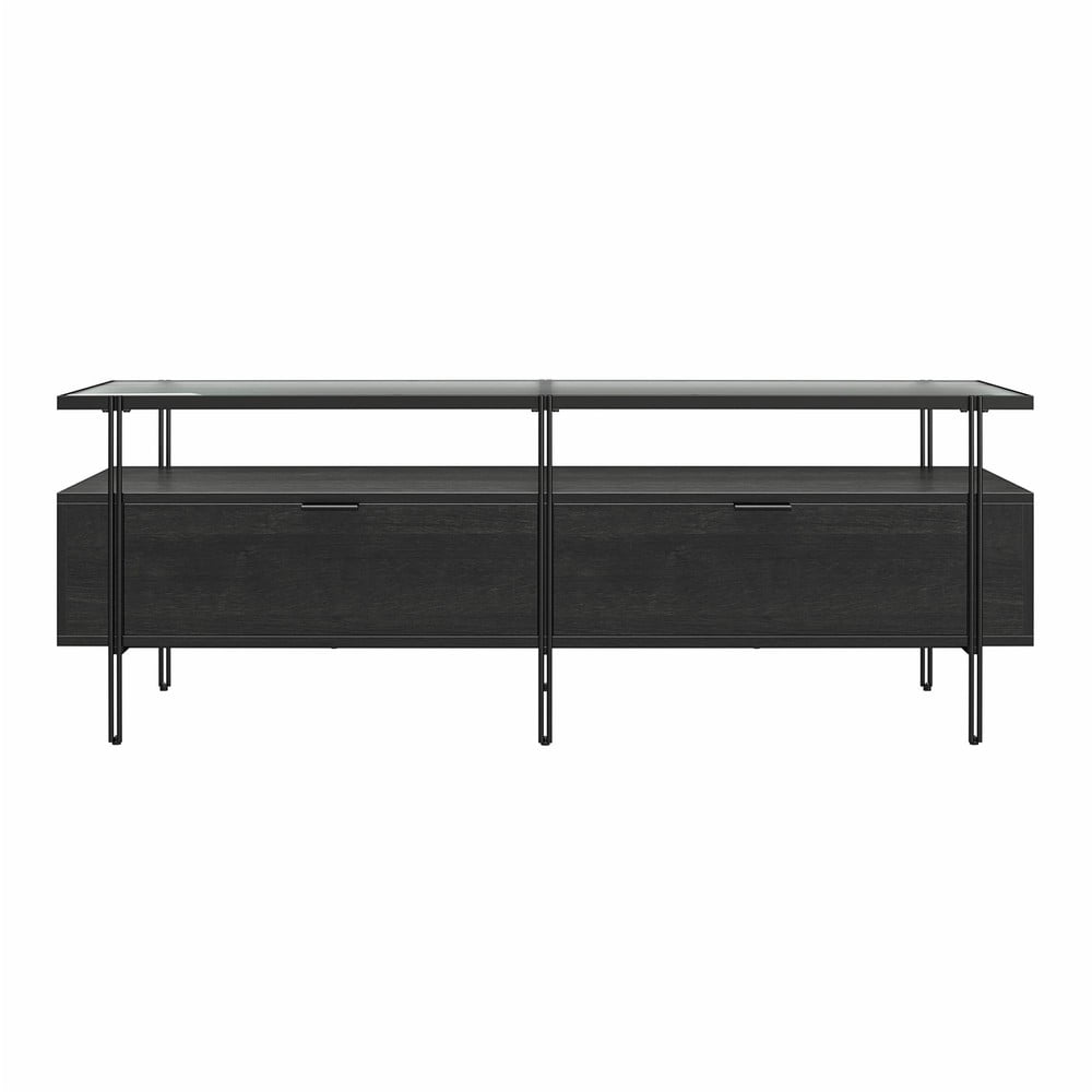 Comodă TV neagră cu aspect de stejar 140x50 cm Wainwright - Queer Eye Comodă TV neagră cu aspect de stejar 140x50 cm Wainwright - Queer Eye