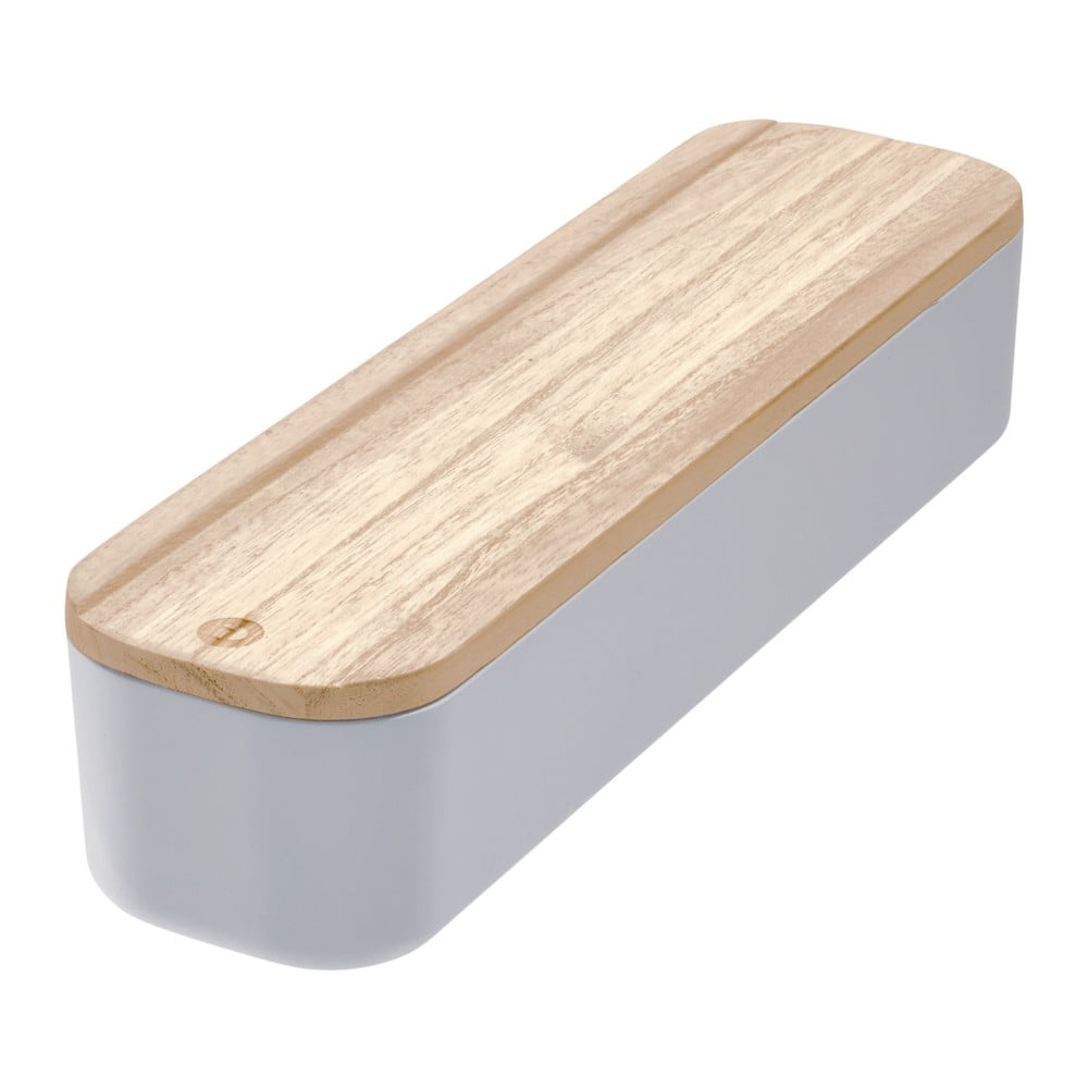 Cutie depozitare cu capac din lemn paulownia iDesign Eco, 9 x 36,5 cm, gri Cutie depozitare cu capac din lemn paulownia iDesign Eco, 9 x 36,5 cm, gri