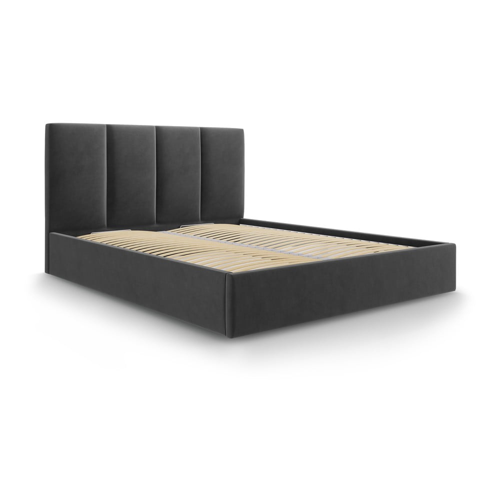 Pat matrimonial 160x200 cm gri închis tapițat cu spațiu de depozitare cu somieră Juniper – Mazzini Beds Pat matrimonial 160x200 cm gri închis tapițat cu spațiu de depozitare cu somieră Juniper – Mazzini Beds
