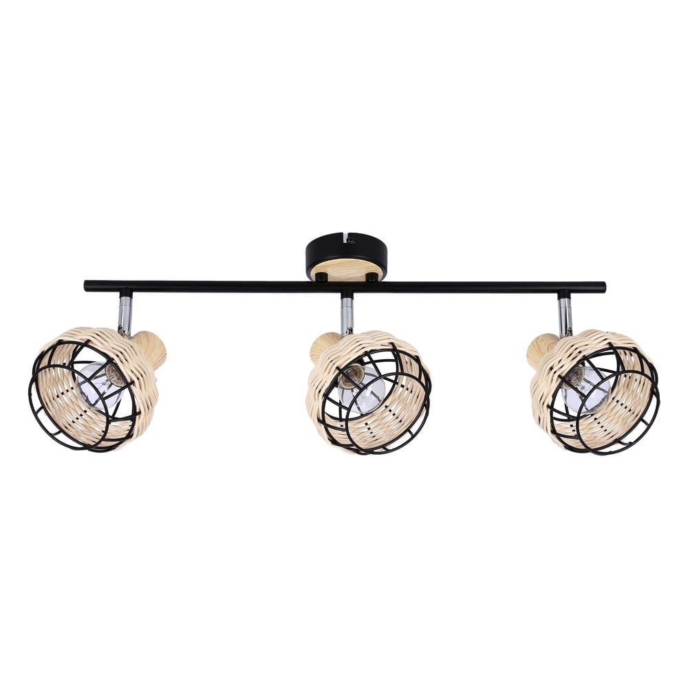 Plafonieră neagră-crem cu abajur din metal-cu abajur din ratan ø 12 cm Tajga – Candellux Lighting Plafonieră neagră-crem cu abajur din metal-cu abajur din ratan ø 12 cm Tajga – Candellux Lighting