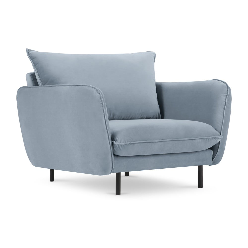 Fotoliu albastru deschis cu tapițerie din catifea Vienna – Cosmopolitan Design Fotoliu albastru deschis cu tapițerie din catifea Vienna – Cosmopolitan Design