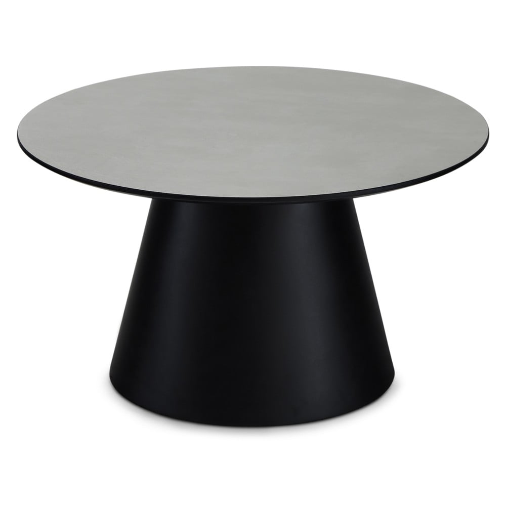 Măsuță de cafea neagră/gri deschis cu blat cu aspect de marmură ø 80 cm Tango – Furnhouse Măsuță de cafea neagră/gri deschis cu blat cu aspect de marmură ø 80 cm Tango – Furnhouse