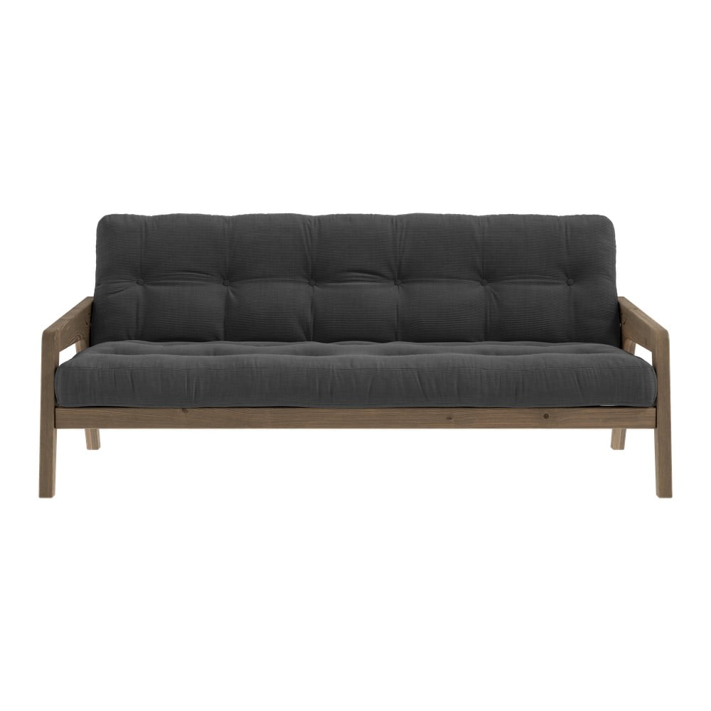 Canapea gri extensibilă cu tapițerie din catifea reiată 204 cm Grab - Karup Design Canapea gri extensibilă cu tapițerie din catifea reiată 204 cm Grab - Karup Design