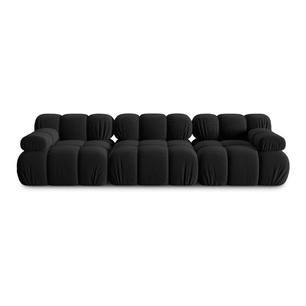 Canapea neagră cu tapițerie din catifea 282 cm Bellis – Micadoni Home Canapea neagră cu tapițerie din catifea 282 cm Bellis – Micadoni Home