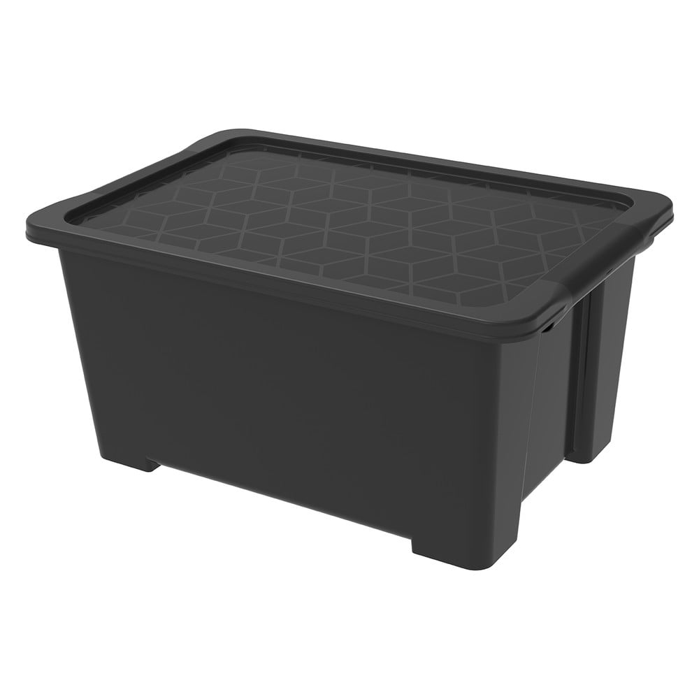 Cutie de depozitare negru lucios din plastic cu capac Evo Easy - Rotho Cutie de depozitare negru lucios din plastic cu capac Evo Easy - Rotho