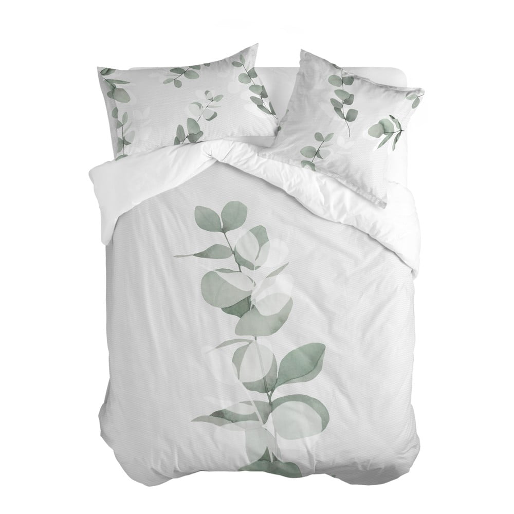 Husă de pilotă alb-verde din bumbac pentru pat de o persoană 140x200 cm Corymbia – Blanc Husă de pilotă alb-verde din bumbac pentru pat de o persoană 140x200 cm Corymbia – Blanc