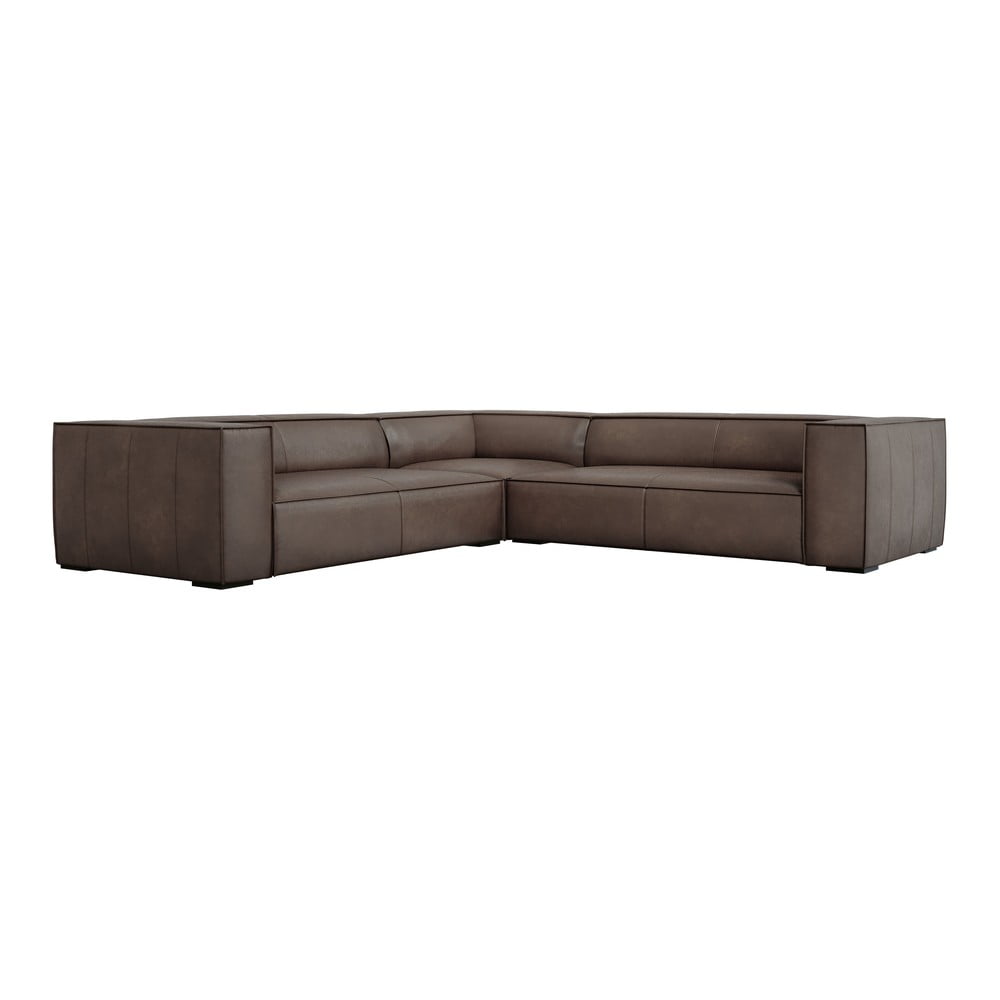 Colțar maro cu tapițerie din piele (cu șezlong variabil) Madame – Windsor & Co Sofas Colțar maro cu tapițerie din piele (cu șezlong variabil) Madame – Windsor & Co Sofas