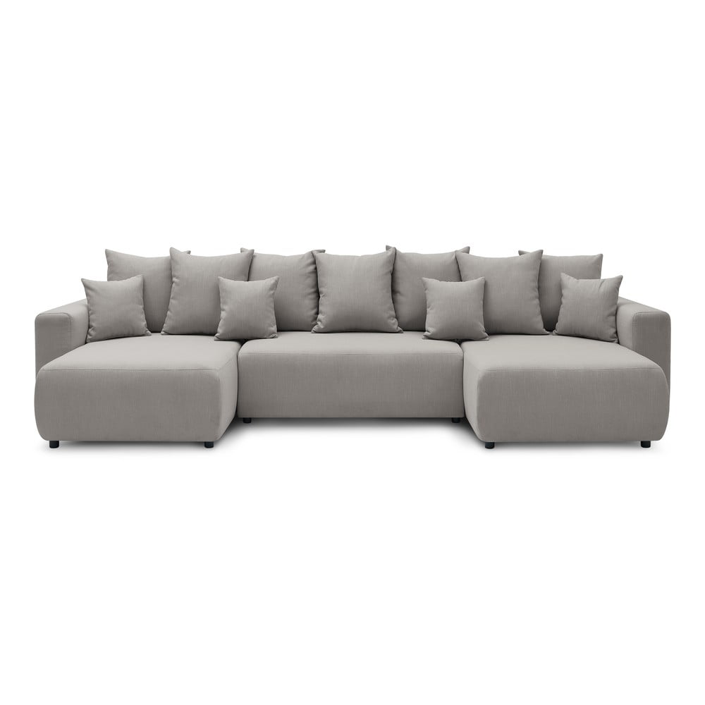 Canapea extensibilă gri deschis în formă de U Envy - Bobochic Paris Canapea extensibilă gri deschis în formă de U Envy - Bobochic Paris
