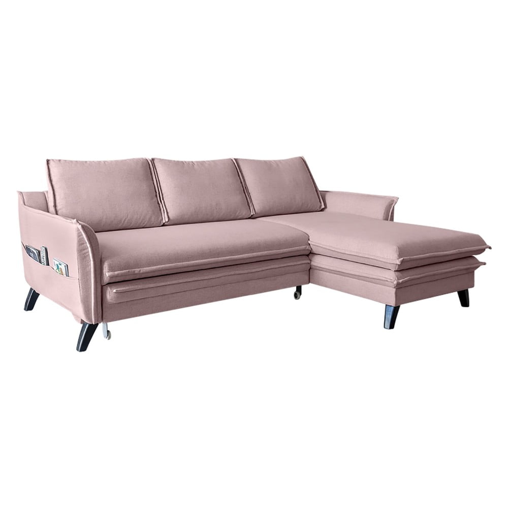 Colțar extensibil cu șezlong pe partea dreaptă Miuform Charming Charlie, roz pudră Colțar extensibil cu șezlong pe partea dreaptă Miuform Charming Charlie, roz pudră