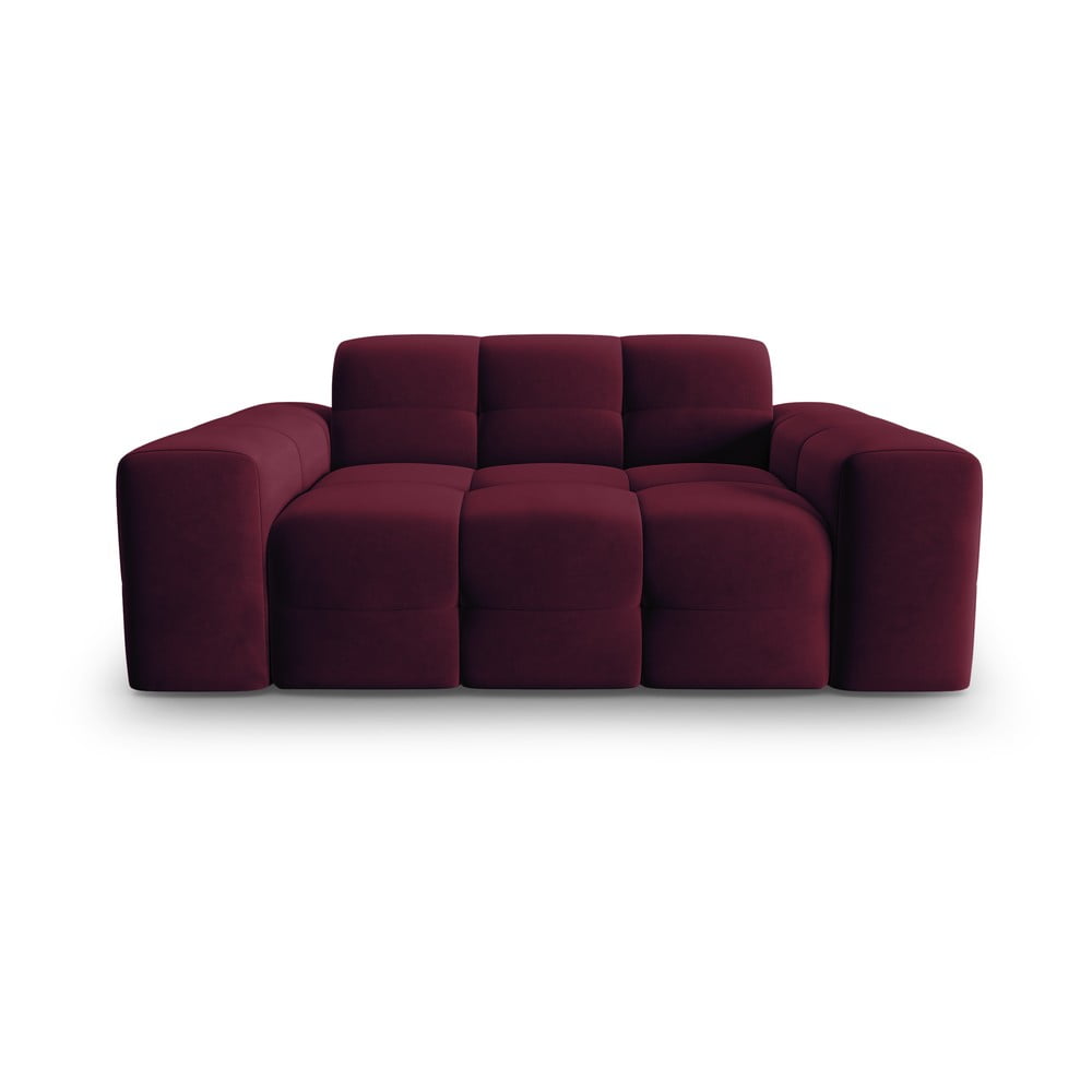 Canapea burgundy cu tapițerie din catifea 156 cm Kendal – Micadoni Home Canapea burgundy cu tapițerie din catifea 156 cm Kendal – Micadoni Home