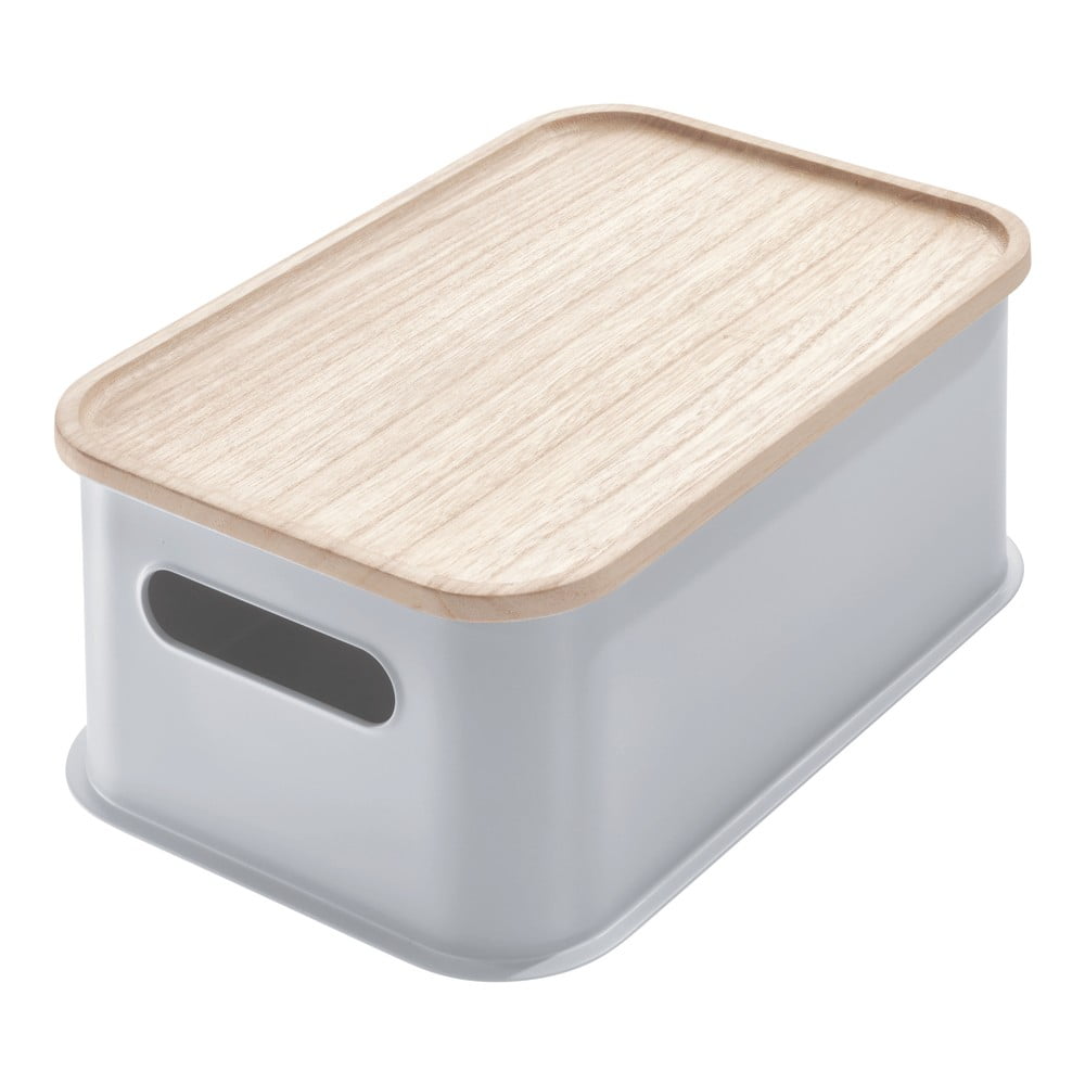 Cutie depozitare cu capac din lemn paulownia iDesign Eco Handled, 21,3 x 30,2 cm, gri Cutie depozitare cu capac din lemn paulownia iDesign Eco Handled, 21,3 x 30,2 cm, gri