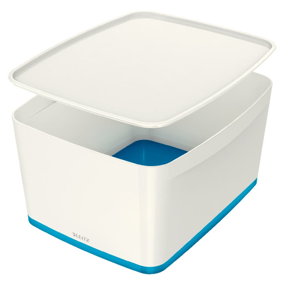 Cutie de depozitare albă/albastră din plastic cu capac 32x38.5x20 cm MyBox – Leitz Cutie de depozitare albă/albastră din plastic cu capac 32x38.5x20 cm MyBox – Leitz