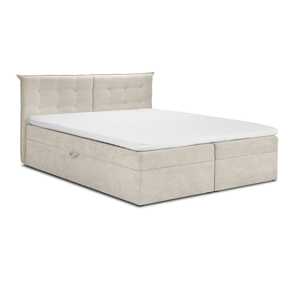 Pat boxspring 200x200 cm bej cu spațiu de depozitare Echaveria – Mazzini Beds Pat boxspring 200x200 cm bej cu spațiu de depozitare Echaveria – Mazzini Beds
