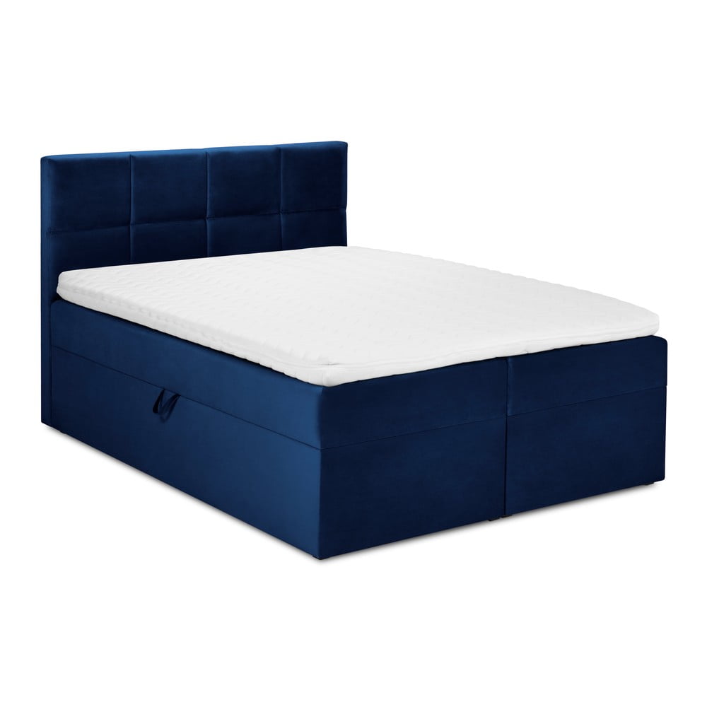 Pat boxspring 200x200 cm albastru cu spațiu de depozitare Mimicry – Mazzini Beds Pat boxspring 200x200 cm albastru cu spațiu de depozitare Mimicry – Mazzini Beds