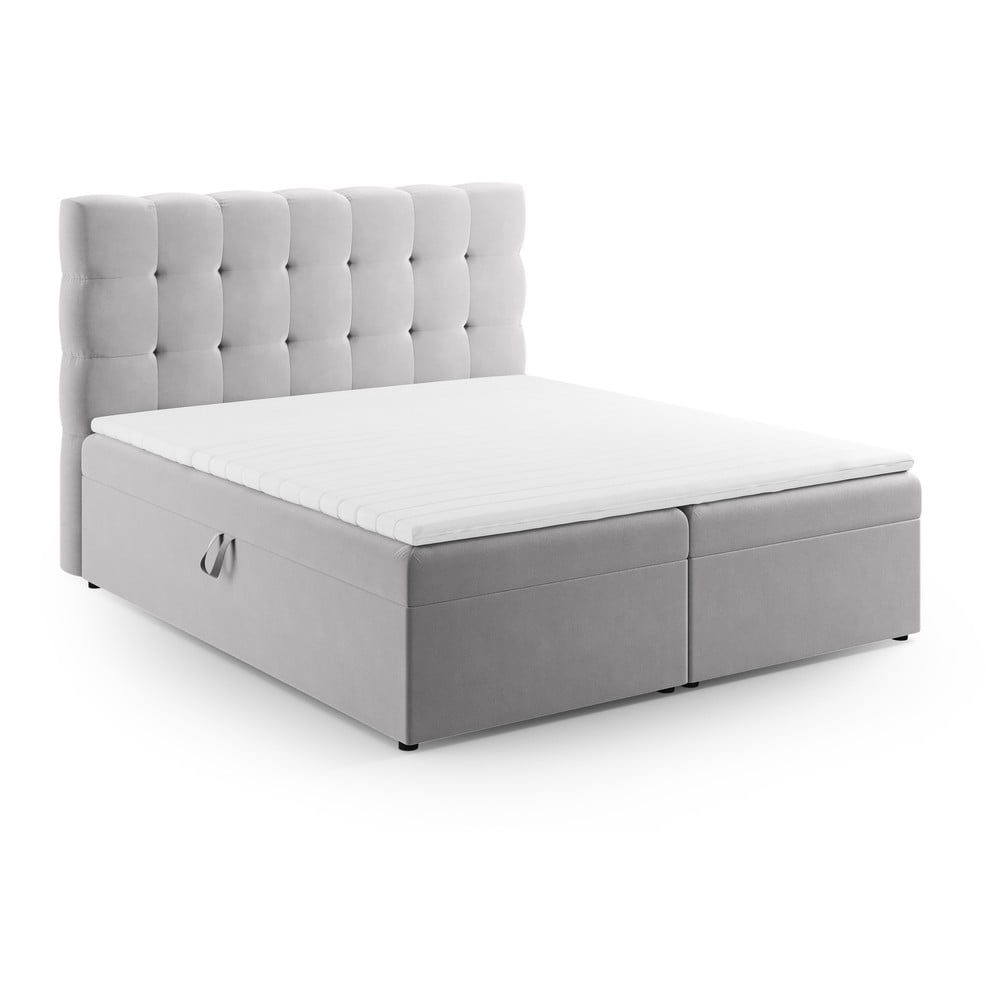 Pat boxspring gri deschis cu spațiu de depozitare 160x200 cm Bali – Cosmopolitan Design Pat boxspring gri deschis cu spațiu de depozitare 160x200 cm Bali – Cosmopolitan Design