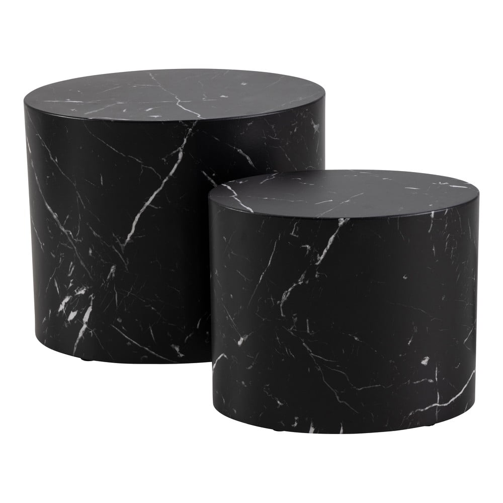 Măsuțe de cafea negre în set de 2 buc în decor de marmură 48x33 cm Mice - Actona Măsuțe de cafea negre în set de 2 buc în decor de marmură 48x33 cm Mice - Actona