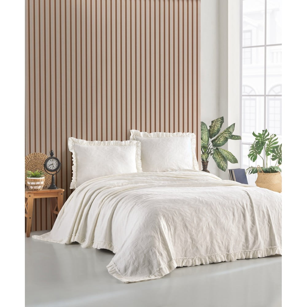 Set de cuvertură și fețe de pernă pentru pat dublu crem 220x240 cm Ilda - Mijolnir Set de cuvertură și fețe de pernă pentru pat dublu crem 220x240 cm Ilda - Mijolnir
