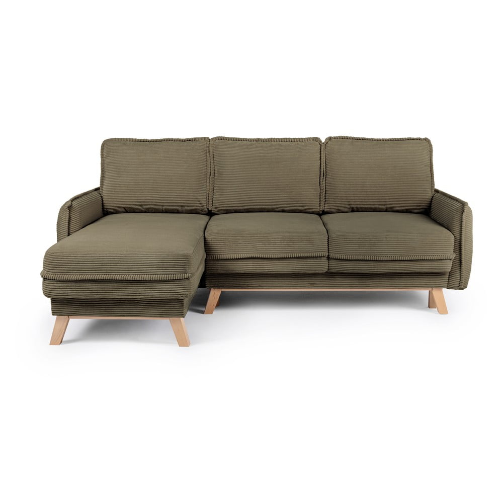 Colțar verde extensibil cu tapițerie din catifea reiată (cu colț variabil) Tori – Bonami Selection Colțar verde extensibil cu tapițerie din catifea reiată (cu colț variabil) Tori – Bonami Selection