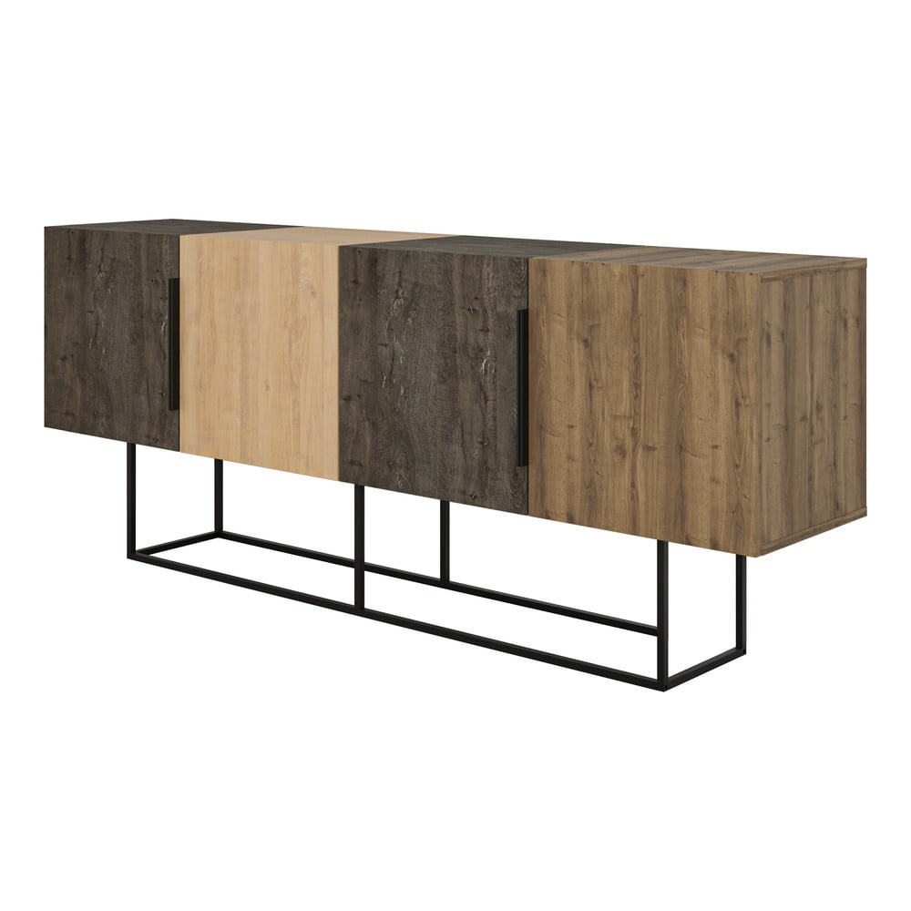 Comodă maro/în culoare naturală joasă cu aspect de lemn de stejar 200x80 cm Titan – Marckeric Comodă maro/în culoare naturală joasă cu aspect de lemn de stejar 200x80 cm Titan – Marckeric