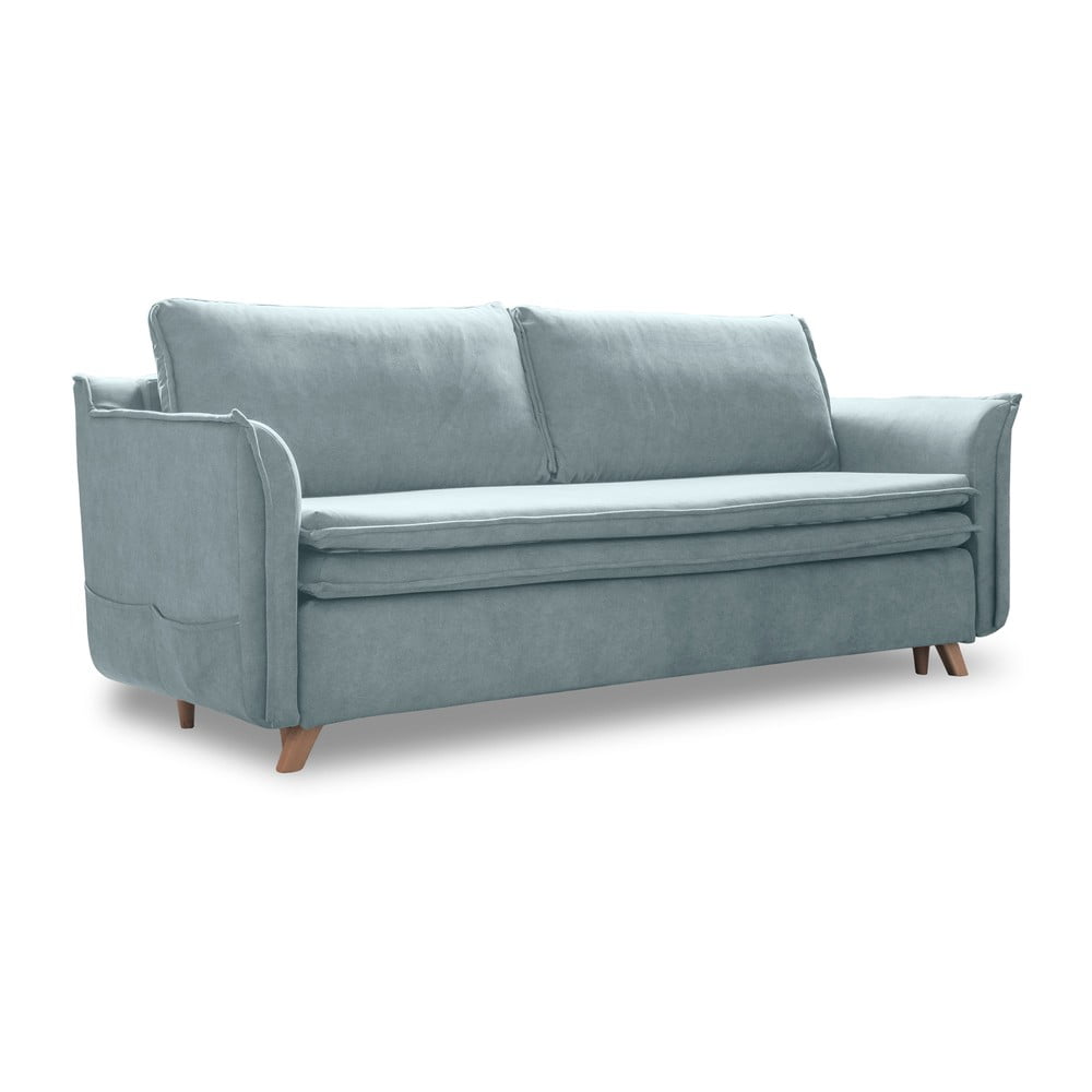 Canapea albastru-deschis extensibilă cu tapițerie din catifea 225 cm Charming Charlie – Miuform Canapea albastru-deschis extensibilă cu tapițerie din catifea 225 cm Charming Charlie – Miuform