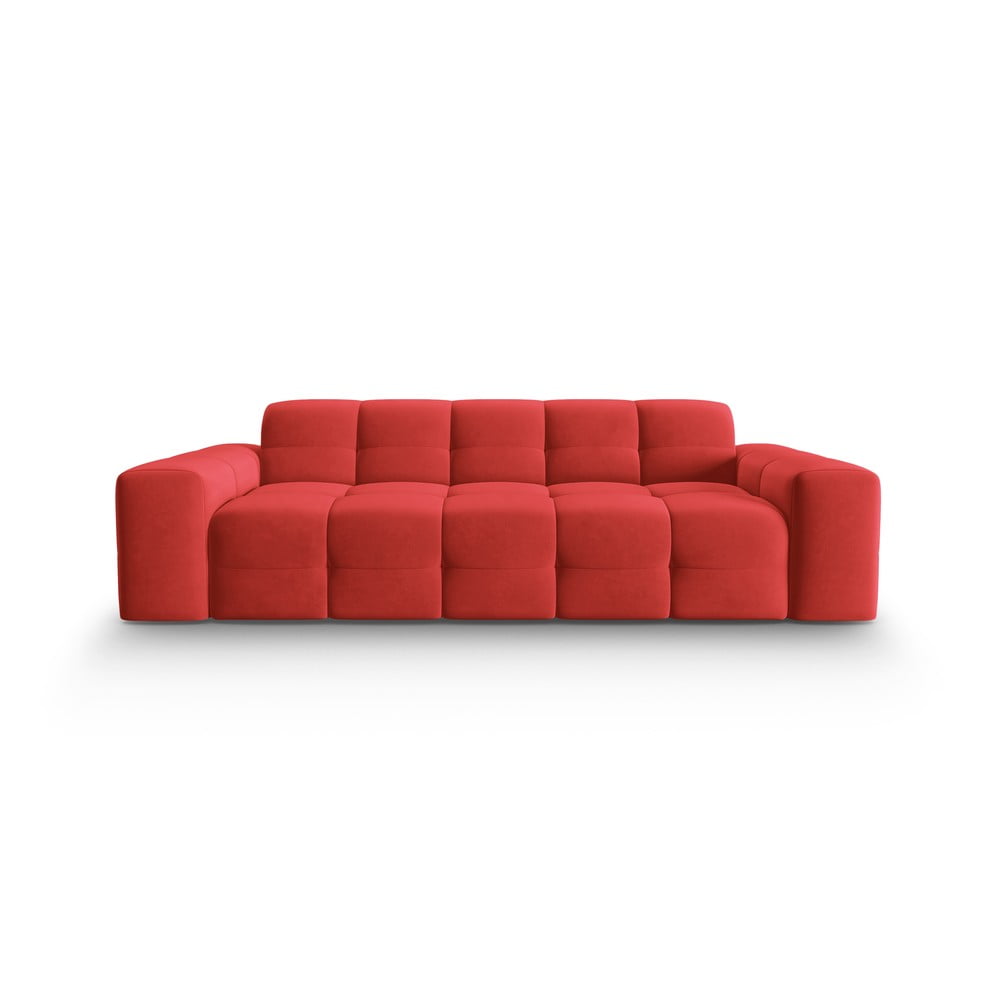 Canapea roșie cu tapițerie din catifea 222 cm Kendal – Micadoni Home Canapea roșie cu tapițerie din catifea 222 cm Kendal – Micadoni Home