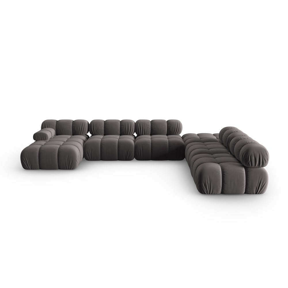 Canapea gri închis cu tapițerie din catifea 379 cm Bellis – Micadoni Home Canapea gri închis cu tapițerie din catifea 379 cm Bellis – Micadoni Home