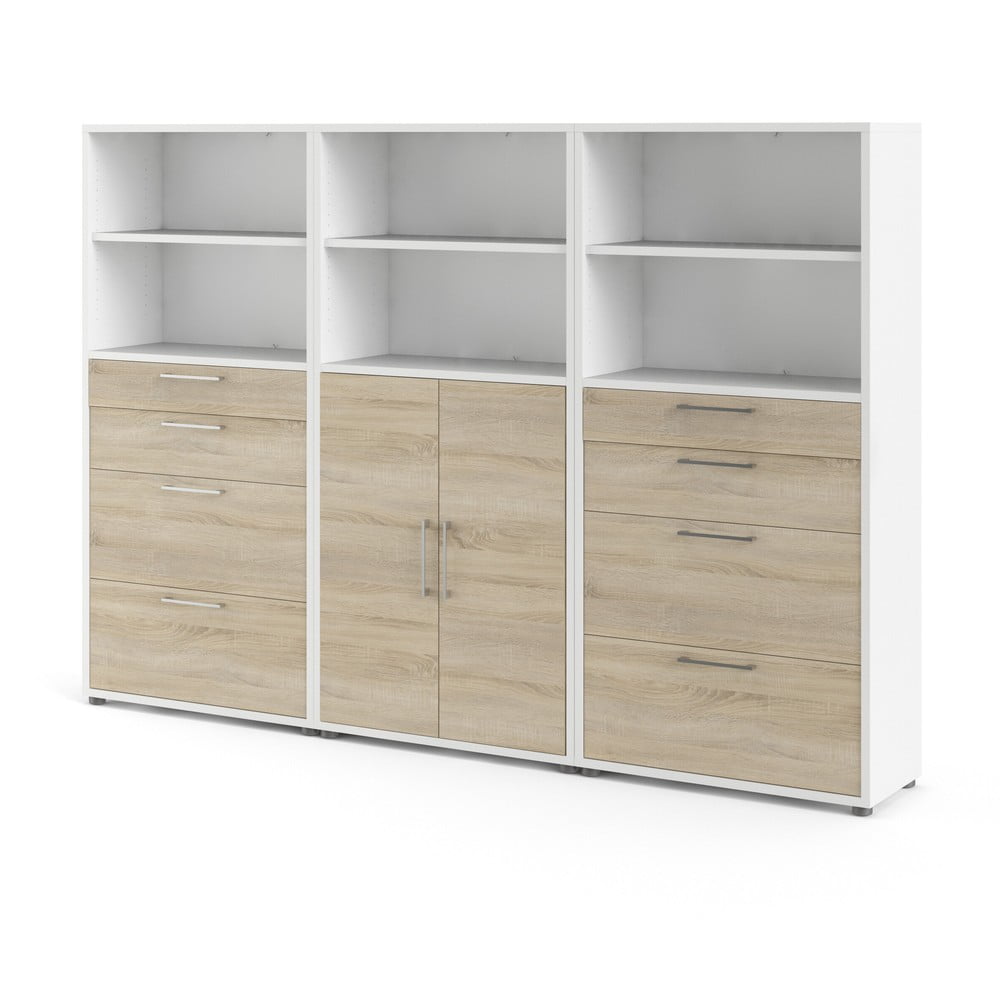 Bibliotecă modulară albă/cu aspect de lemn de stejar 268x189 cm Prima – Tvilum Bibliotecă modulară albă/cu aspect de lemn de stejar 268x189 cm Prima – Tvilum