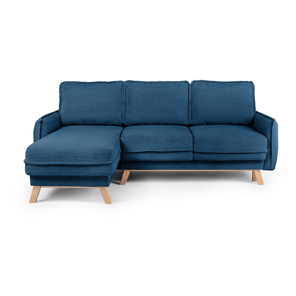 Colțar albastru extensibil cu tapițerie din catifea reiată (cu colț variabil) Tori – Bonami Selection Colțar albastru extensibil cu tapițerie din catifea reiată (cu colț variabil) Tori – Bonami Selection