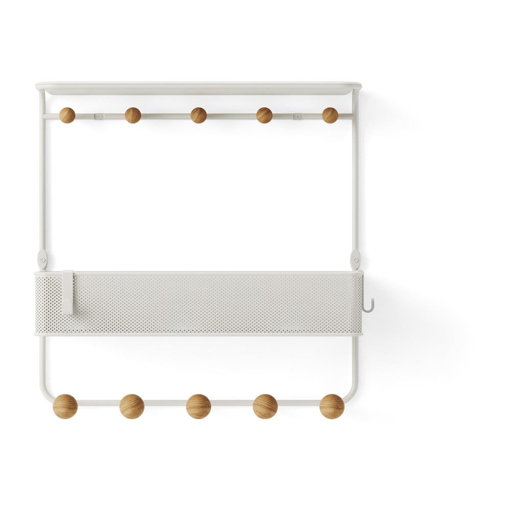 Cuier de perete alb/în culoare naturală cu raft din metal Estique – Umbra Cuier de perete alb/în culoare naturală cu raft din metal Estique – Umbra