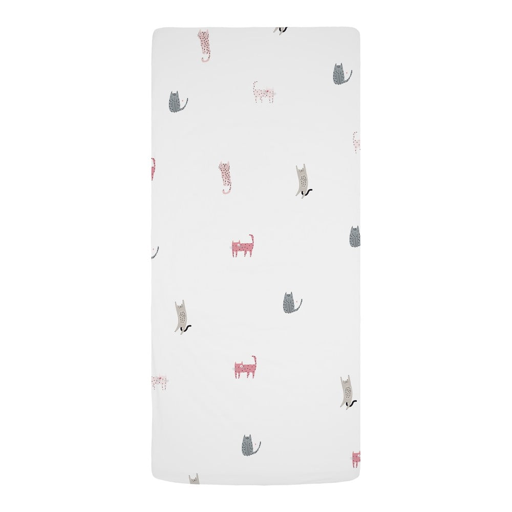 Cearceaf elastic de pat pentru copii din bumbac satinat 120x60 cm Meow Meow - Butter Kings Cearceaf elastic de pat pentru copii din bumbac satinat 120x60 cm Meow Meow - Butter Kings