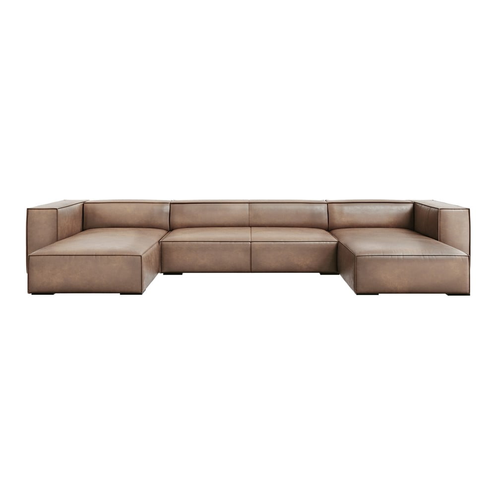 Colțar maro deschis cu tapițerie din piele (în formă de "U") Madame – Windsor & Co Sofas Colțar maro deschis cu tapițerie din piele (în formă de "U") Madame – Windsor & Co Sofas