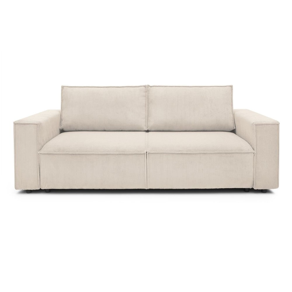 Canapea bej extensibilă cu tapițerie din catifea reiată 245 cm Nihad – Bobochic Paris Canapea bej extensibilă cu tapițerie din catifea reiată 245 cm Nihad – Bobochic Paris