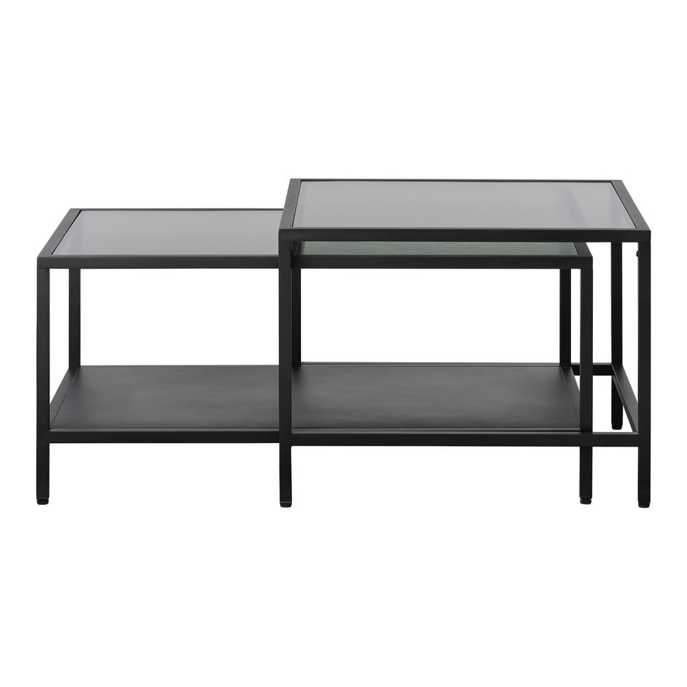 Măsuțe de cafea negre 2 buc. din sticlă 60x60 cm Bronco – Unique Furniture Măsuțe de cafea negre 2 buc. din sticlă 60x60 cm Bronco – Unique Furniture