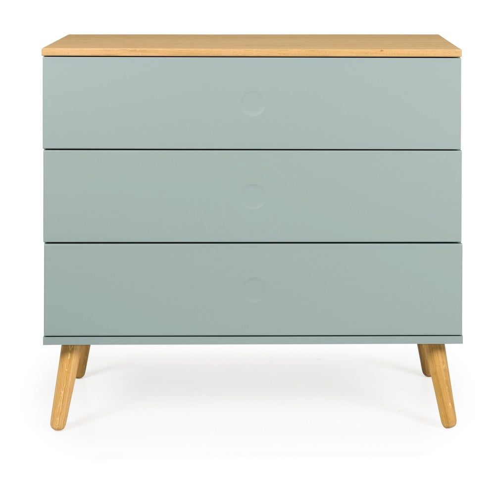 Comodă cu detalii în decor de stejar Tenzo Dot, 90 x 79 cm, verde Comodă cu detalii în decor de stejar Tenzo Dot, 90 x 79 cm, verde
