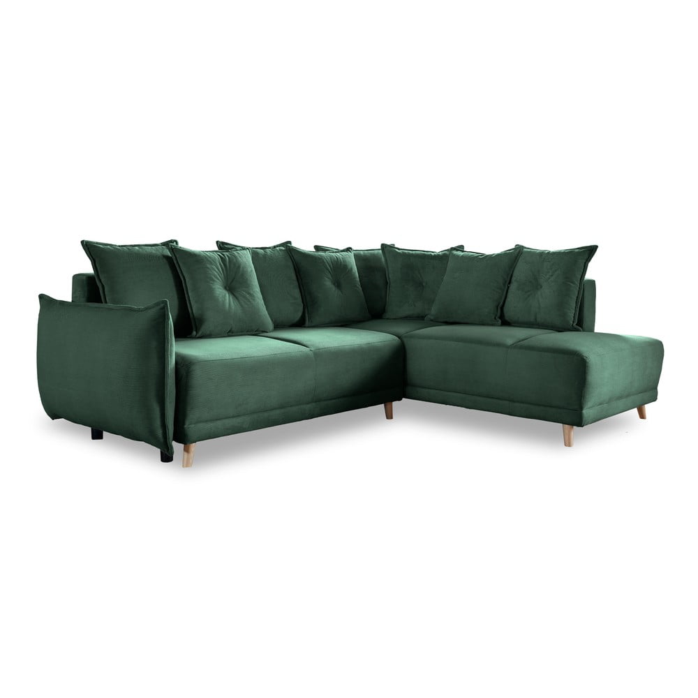 Colțar verde extensibil cu tapițerie din catifea reiată (colț dreapta) Lazy Lukka – Miuform Colțar verde extensibil cu tapițerie din catifea reiată (colț dreapta) Lazy Lukka – Miuform