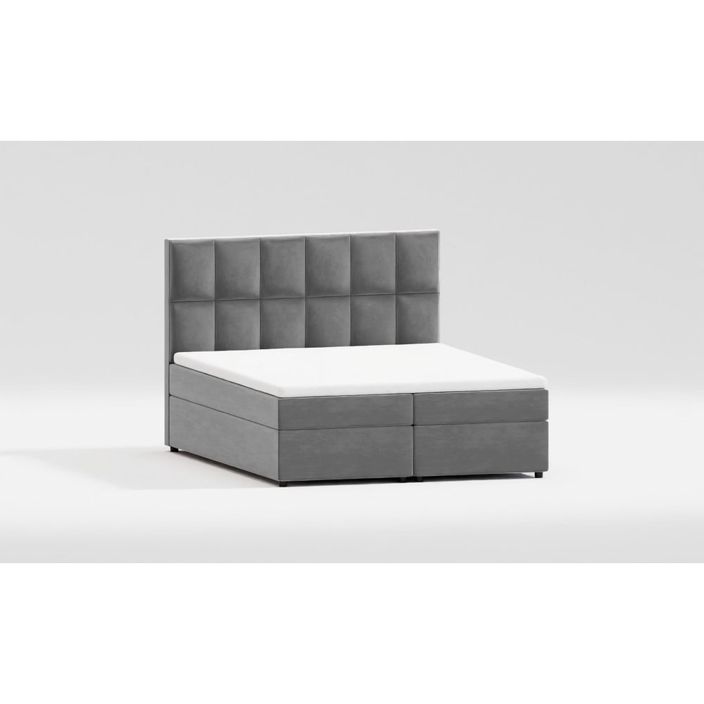 Pat matrimonial gri tapițat cu spațiu de depozitare 200x200 cm Flip – Ropez Pat matrimonial gri tapițat cu spațiu de depozitare 200x200 cm Flip – Ropez