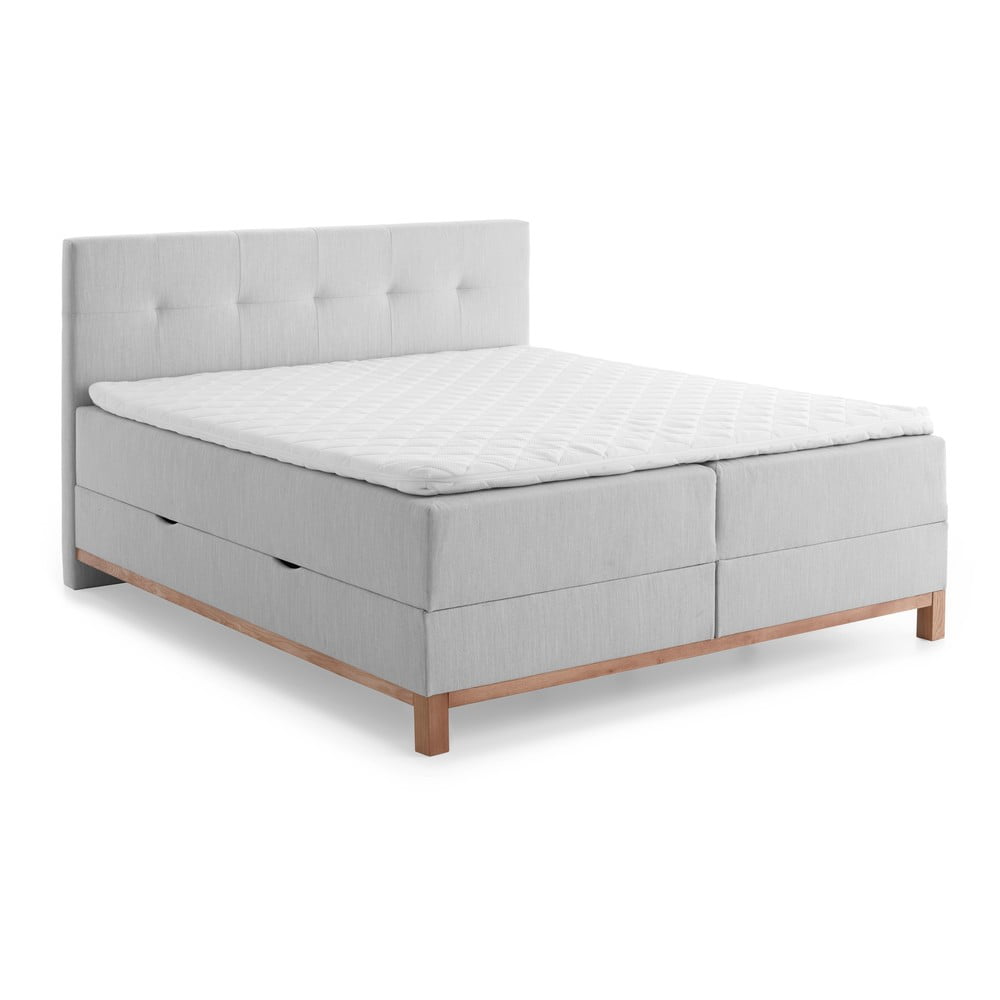 Pat boxspring gri cu spațiu de depozitare 160x200 cm Catania - Meise Möbel Pat boxspring gri cu spațiu de depozitare 160x200 cm Catania - Meise Möbel
